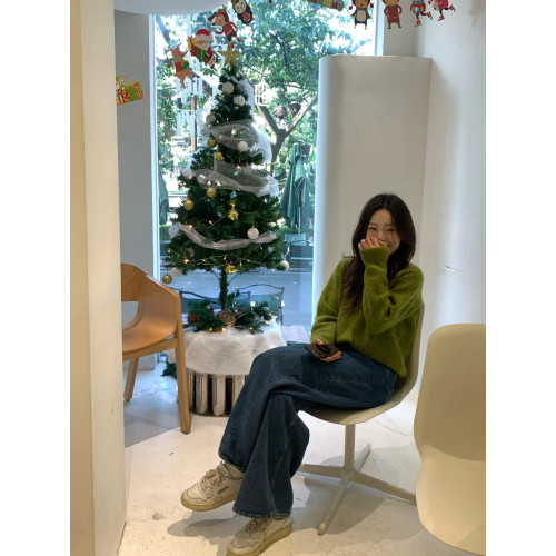 SOFTMOON 本期bi入 真馬海毛羊毛聖誕綠高質感毛衣