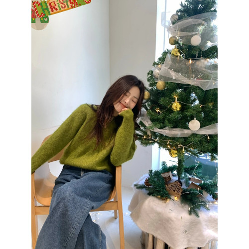 SOFTMOON 本期bi入 真馬海毛羊毛聖誕綠高質感毛衣