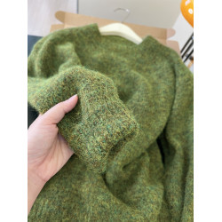 牛油果聖誕綠慵懶毛絨絨毛衣外套女秋冬加厚保暖針織衫巨好看上衣