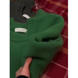 歐貨高級秋冬季2024年新款女裝穿搭上衣漂亮聖誕綠色針織套頭毛衣