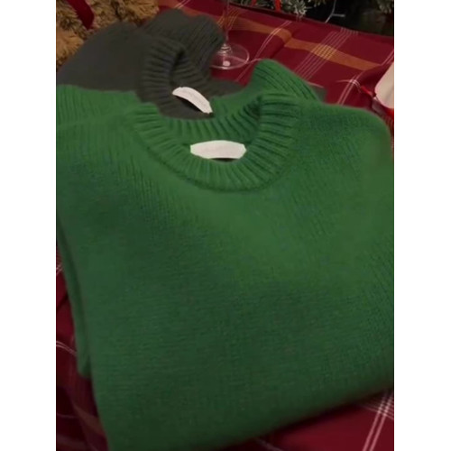 歐貨高級秋冬季2024年新款女裝穿搭上衣漂亮聖誕綠色針織套頭毛衣 歐貨高級秋冬季2024年新款女裝穿搭上衣漂亮聖誕綠色針織套頭毛衣