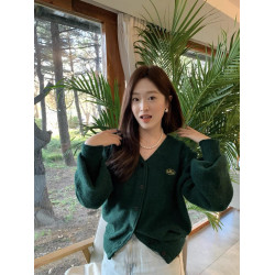 Brandy Girl美式復古新款聖誕綠V領毛衣bm紐釦開衫外套針織衫上衣