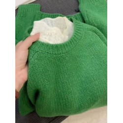 歐貨今年流行漂亮聖誕綠色毛衣女秋冬復古日系慵懶軟糯針織衫上衣