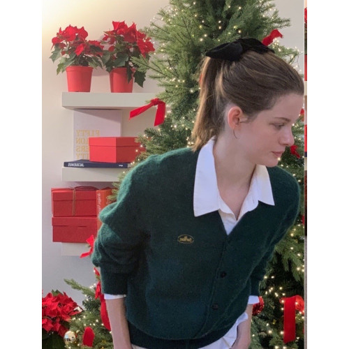 BrandyMelody23秋款Fever八奶同款復古聖誕綠 V領BM毛衣開衫外套