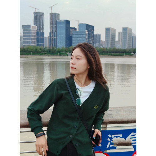 BrandyMelody23秋款Fever八奶同款復古聖誕綠 V領BM毛衣開衫外套