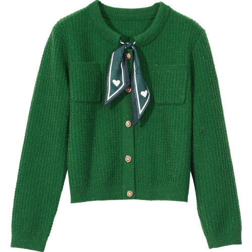 聖誕綠領帶結金銀絲針織毛衣女2025秋冬氣質收腰針織連衣裙兩件套 聖誕綠領帶結金銀絲針織毛衣女2025秋冬氣質收腰針織連衣裙兩件套