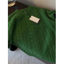 聖誕綠色浣熊絨麻花套頭毛衣女秋冬慵懶風冬季圓領加厚針織衫上衣