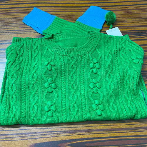 復古聖誕綠色麻花加厚圓領套頭毛衣女秋冬濮院軟慵懶風羊毛針織衫 復古聖誕綠色麻花加厚圓領套頭毛衣女秋冬濮院軟慵懶風羊毛針織衫