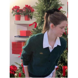 韓國八奶thebarnne冷白聖誕綠氛圍感毛衣fever同款寬松開衫外套bm