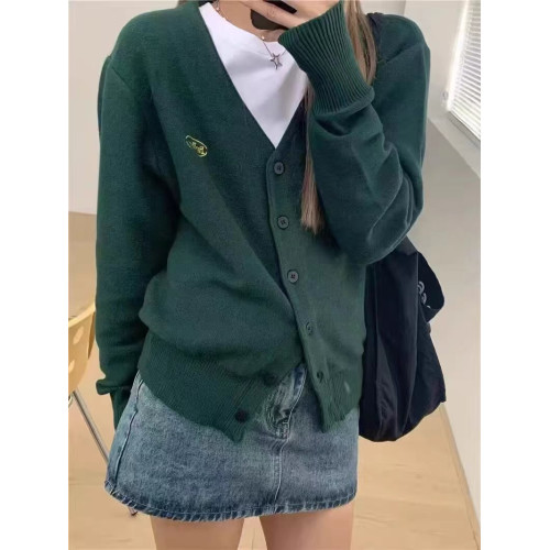 韓國八奶thebarnne冷白聖誕綠氛圍感毛衣fever同款寬松開衫外套bm