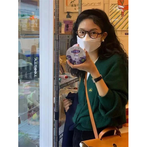 韓國八奶thebarnne冷白聖誕綠氛圍感毛衣fever同款寬松開衫外套bm