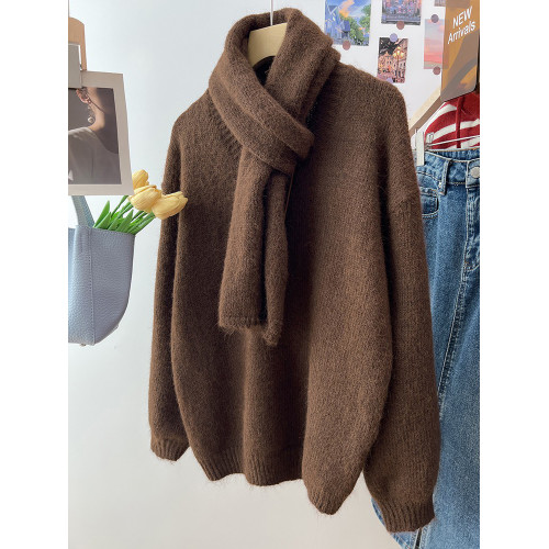 聖誕綠色v領浣熊絨毛衣女2025冬季慵懶軟糯百搭針織衫圍脖兩件套 聖誕綠色v領浣熊絨毛衣女2025冬季慵懶軟糯百搭針織衫圍脖兩件套