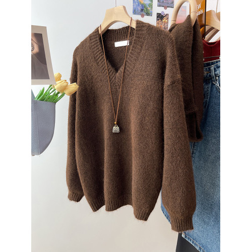 聖誕綠色v領浣熊絨毛衣女2025冬季慵懶軟糯百搭針織衫圍脖兩件套 聖誕綠色v領浣熊絨毛衣女2025冬季慵懶軟糯百搭針織衫圍脖兩件套