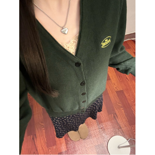 Brandy girl Bm顯冷白復古聖誕綠氛圍感毛衣針織衫開衫女秋冬2024