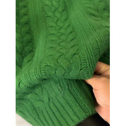 專櫃撤迴聖誕綠色麻花加厚套頭毛衣秋冬濮院慵懶風羊毛針織衫