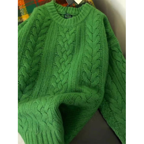 專櫃撤迴聖誕綠色麻花加厚套頭毛衣秋冬濮院慵懶風羊毛針織衫 專櫃撤迴聖誕綠色麻花加厚套頭毛衣秋冬濮院慵懶風羊毛針織衫