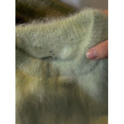 日系高級感聖誕綠色馬海毛毛衣女秋冬慵懶風軟糯水貂絨針織衫加厚