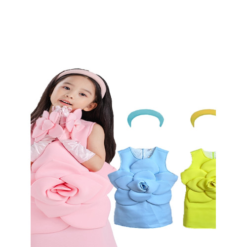 親子裝連衣裙母女高級時裝宴會禮服粉色立體花朵兒童千金風背心裙 親子裝連衣裙母女高級時裝宴會禮服粉色立體花朵兒童千金風背心裙