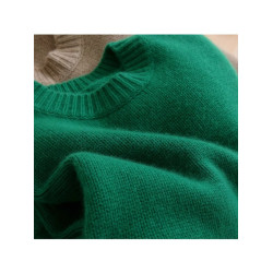 歐貨高級聖誕綠色圓領新年毛衣女秋冬新款高級感軟糯純色針織上衣