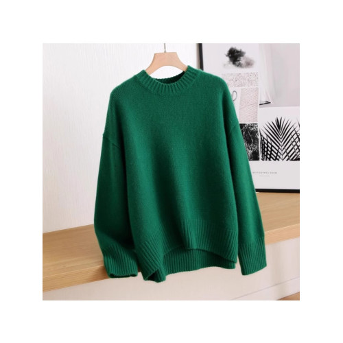 歐貨高級聖誕綠色圓領新年毛衣女秋冬新款高級感軟糯純色針織上衣 歐貨高級聖誕綠色圓領新年毛衣女秋冬新款高級感軟糯純色針織上衣