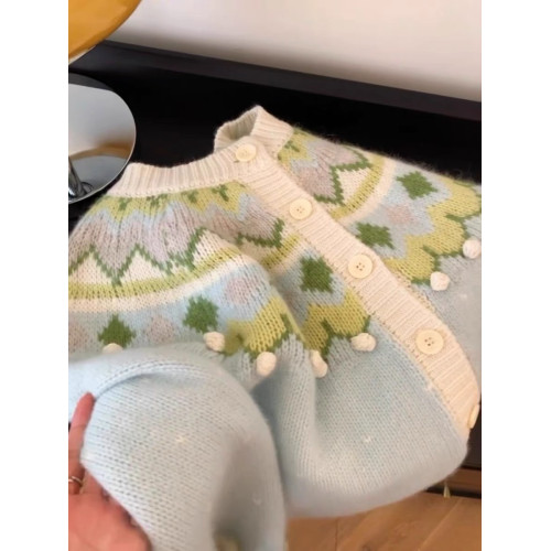 廣州十三行復古聖誕綠色針織開衫毛衣外套女秋冬加厚慵懶風上衣潮 廣州十三行復古聖誕綠色針織開衫毛衣外套女秋冬加厚慵懶風上衣潮