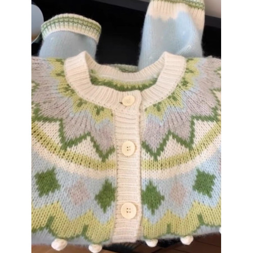 廣州十三行復古聖誕綠色針織開衫毛衣外套女秋冬加厚慵懶風上衣潮 廣州十三行復古聖誕綠色針織開衫毛衣外套女秋冬加厚慵懶風上衣潮