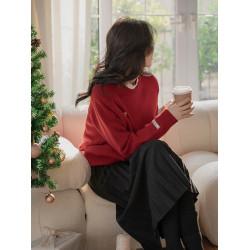 聖誕綠色毛衣女秋冬小個子慵懶風超好看針織衫學院風圓領上衣長袖