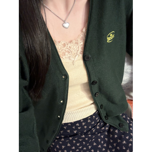 Brandy girl Bm顯冷白復古聖誕綠氛圍感毛衣針織衫開衫女秋冬2024