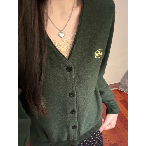 Brandy girl Bm顯冷白復古聖誕綠氛圍感毛衣針織衫開衫女秋冬2024