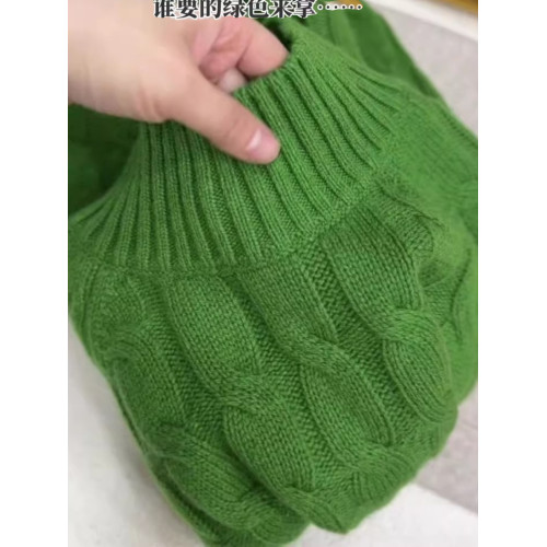 歐貨重工麻花聖誕綠色半高領毛衣女秋冬慵懶加厚粗線針織上衣冬季