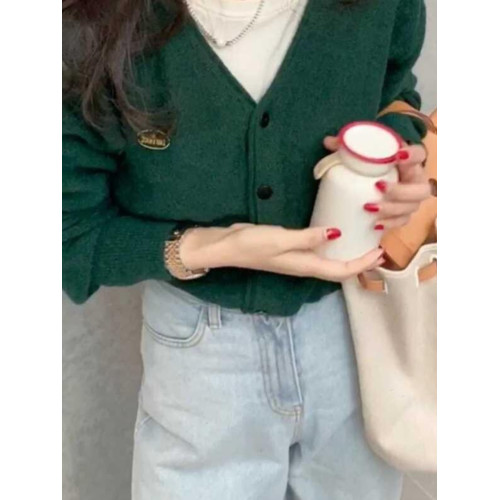 韓國thebarnnet秋冬顯瘦冷白復古聖誕綠氛圍感毛衣針織衫開衫女