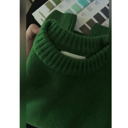 氛圍感聖誕綠色毛衣女秋冬季寬松加厚高級感慵懶風套頭針織衫上衣