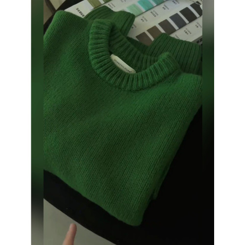 氛圍感聖誕綠色毛衣女秋冬季寬松加厚高級感慵懶風套頭針織衫上衣 氛圍感聖誕綠色毛衣女秋冬季寬松加厚高級感慵懶風套頭針織衫上衣