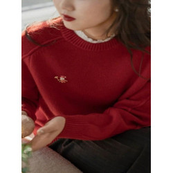 聖誕綠色毛衣女秋冬小個子慵懶風超好看針織衫學院風圓領上衣長袖