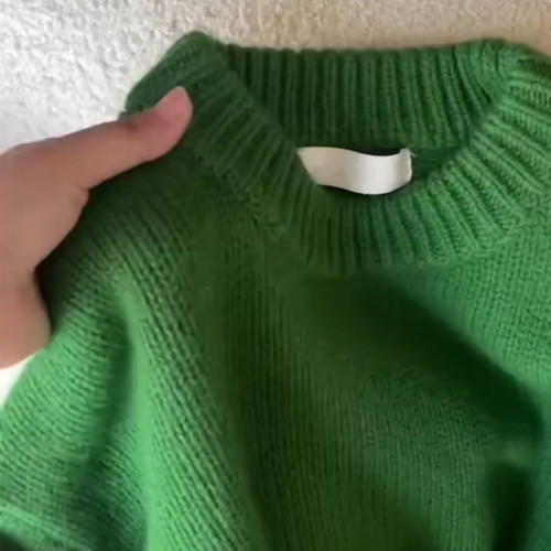 氛圍感聖誕綠色毛衣女秋冬季寬松加厚高級感慵懶風套頭針織衫上衣