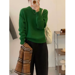 氛圍感聖誕綠色毛衣女秋冬季寬松加厚高級感慵懶風套頭針織衫上衣
