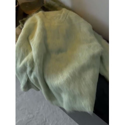 軟糯慵懶風聖誕綠色水貂絨毛衣女秋冬加厚奶fufu馬海毛針織衫上衣