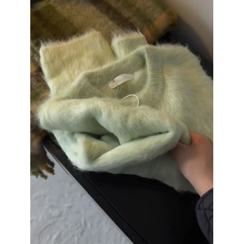 軟糯慵懶風聖誕綠色水貂絨毛衣女秋冬加厚奶fufu馬海毛針織衫上衣 軟糯慵懶風聖誕綠色水貂絨毛衣女秋冬加厚奶fufu馬海毛針織衫上衣