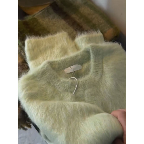 軟糯慵懶風聖誕綠色水貂絨毛衣女秋冬加厚奶fufu馬海毛針織衫上衣 軟糯慵懶風聖誕綠色水貂絨毛衣女秋冬加厚奶fufu馬海毛針織衫上衣