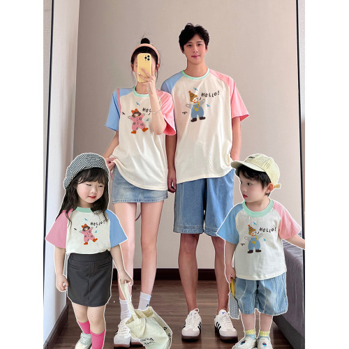 親子裝t恤一家三口四口2025夏裝小月齡嬰兒百天周嵗照炸街男女童 親子裝t恤一家三口四口2025夏裝小月齡嬰兒百天周嵗照炸街男女童