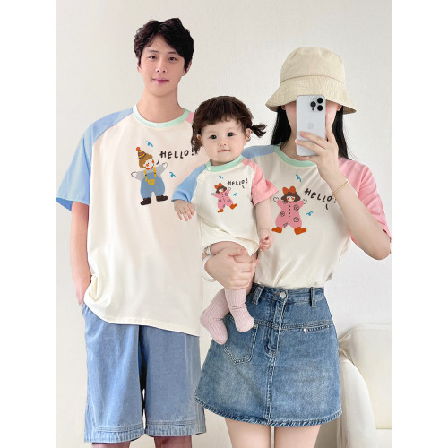 親子裝t恤一家三口四口2025夏裝小月齡嬰兒百天周嵗照炸街男女童 親子裝t恤一家三口四口2025夏裝小月齡嬰兒百天周嵗照炸街男女童