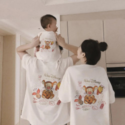 2025新款潮特別的一家三口四口親子裝純棉短袖t恤洋氣母子女半袖