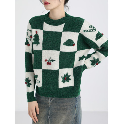 XinmonLee慵懶風聖誕綠色毛衣女秋冬季2022新款高級感超好看上衣 XinmonLee慵懶風聖誕綠色毛衣女秋冬季2022新款高級感超好看上衣