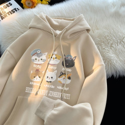 2025新款兒童寬松連帽衛衣女童秋冬季中大童洋氣加絨親子裝上衣服