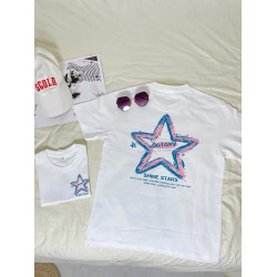 親子裝一家三口四口短袖t恤2025新款夏季寬松半袖體恤衫全家裝潮