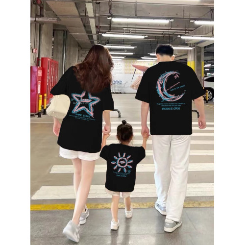 親子裝一家三口四口短袖t恤2025新款夏季寬松半袖體恤衫全家裝潮 親子裝一家三口四口短袖t恤2025新款夏季寬松半袖體恤衫全家裝潮