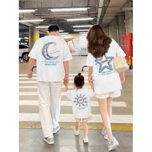 親子裝一家三口四口短袖t恤2025新款夏季寬松半袖體恤衫全家裝潮 親子裝一家三口四口短袖t恤2025新款夏季寬松半袖體恤衫全家裝潮