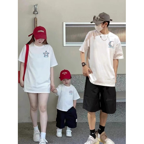 親子裝一家三口四口短袖t恤2025新款夏季寬松半袖體恤衫全家裝潮 親子裝一家三口四口短袖t恤2025新款夏季寬松半袖體恤衫全家裝潮