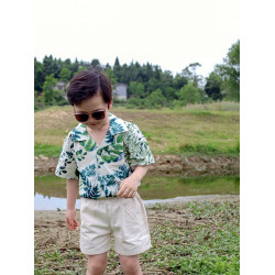 度假親子裝一家三口四口海邊夏威夷風旅遊母女母子沙灘襯衫套裝潮