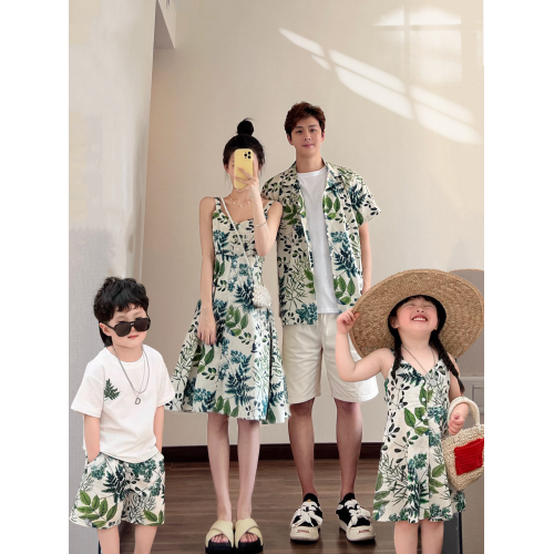 度假親子裝一家三口四口海邊夏威夷風旅遊母女母子沙灘襯衫套裝潮 度假親子裝一家三口四口海邊夏威夷風旅遊母女母子沙灘襯衫套裝潮